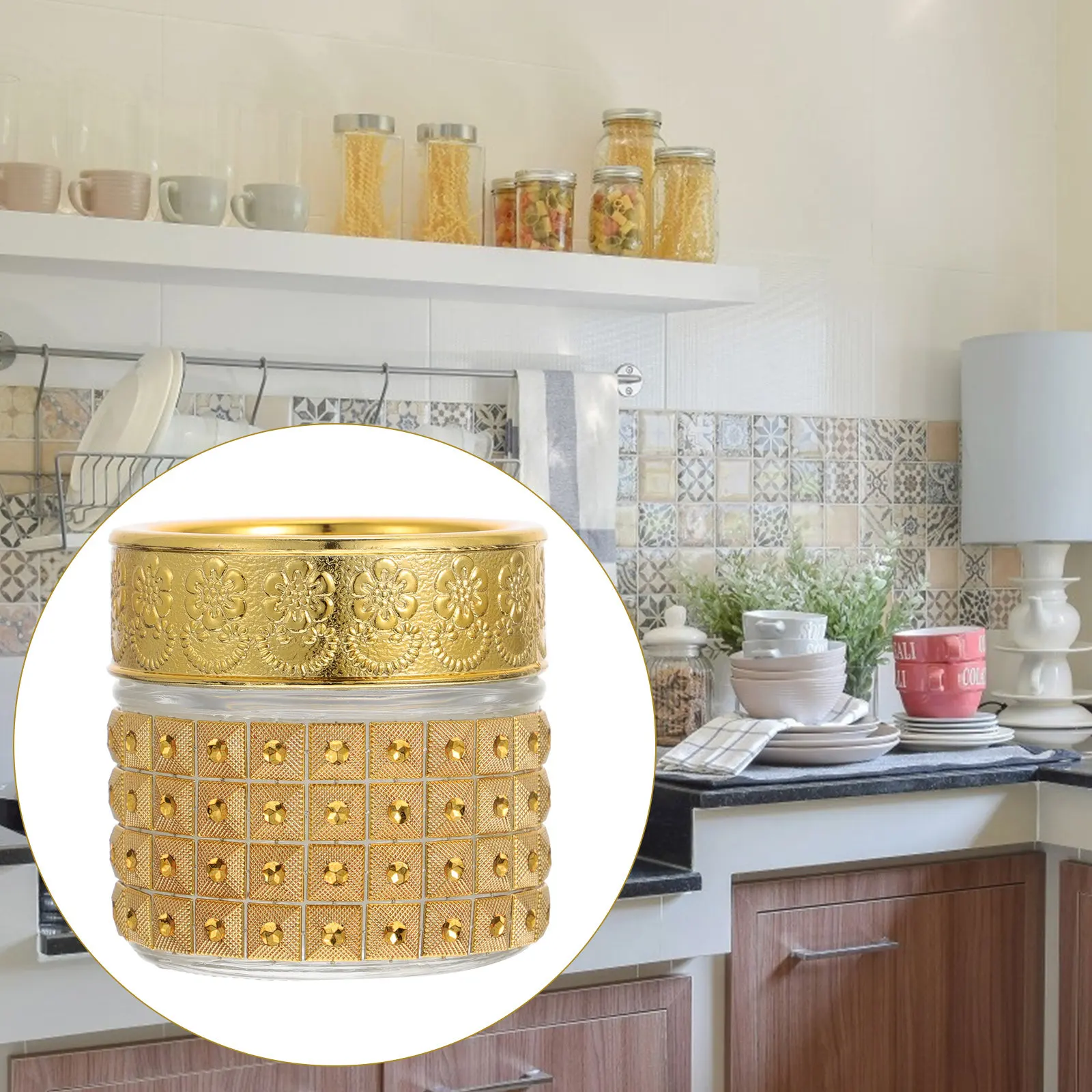 

Набор из 4 роскошных золотых стеклянных банок для хранения, маленькие пустые контейнеры, высококачественные многофункциональные банки для дома, кухни, еды, чая