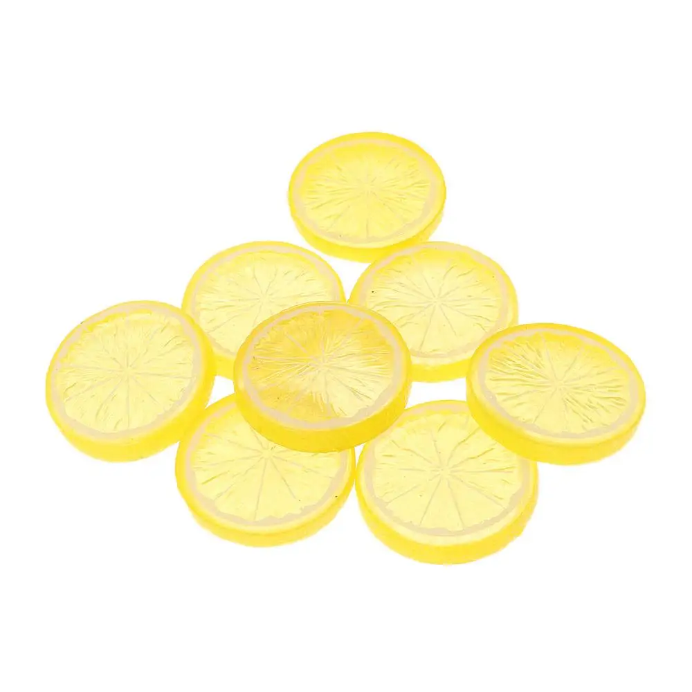 Party Decorative Plastic Simulation Lemon Slices Yellow Small Fake Lemon Slices Mini Plastic Fruit Model