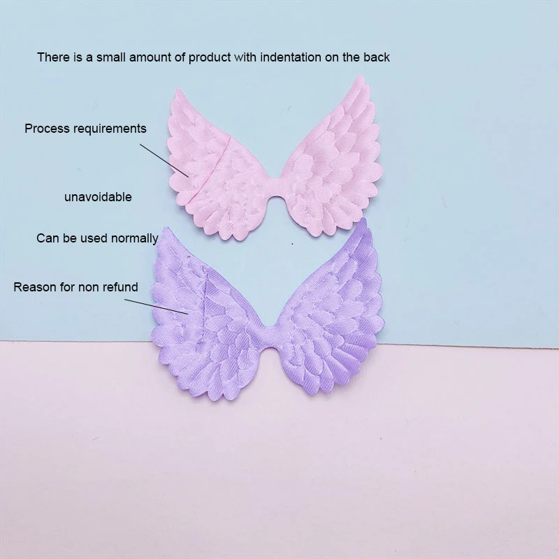 60Pcs 5.8x4.5CM Fabric Satin Angel Wing Padded Appliques For DIY Children Hair Clip Accessories Garment Headwear Decor Patches
