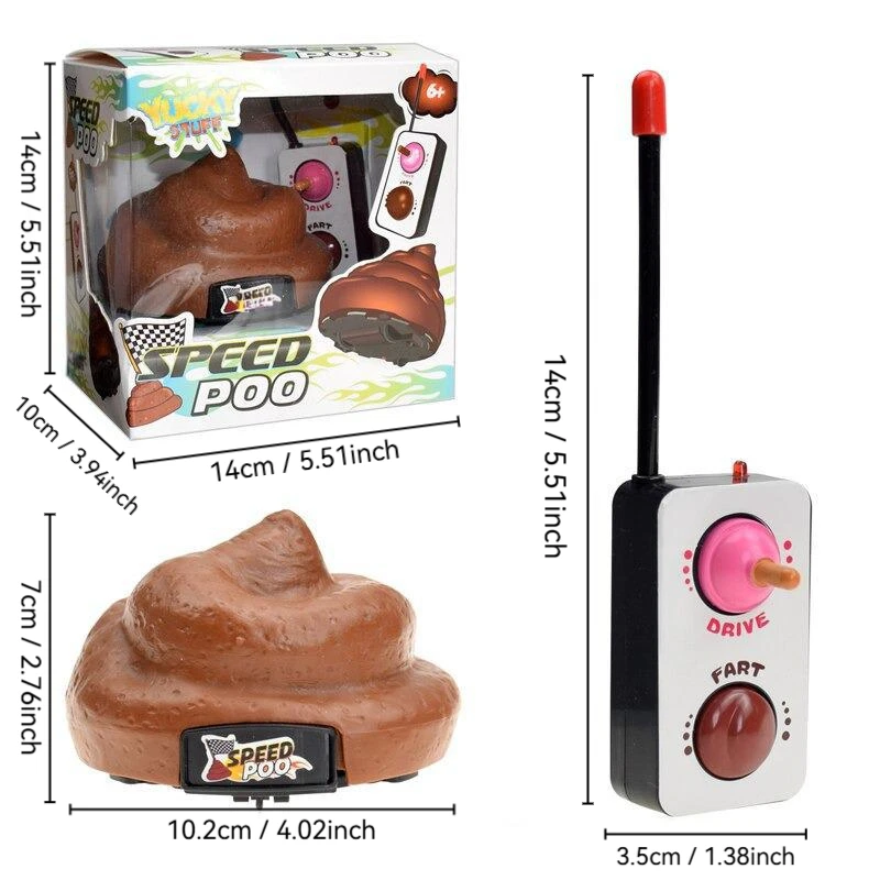 Speed Poo Farting Car, Remote Control Brown Moving Toy, Novelty Prank Gift for Kids, Funny Indoor Game, Party Entertainment