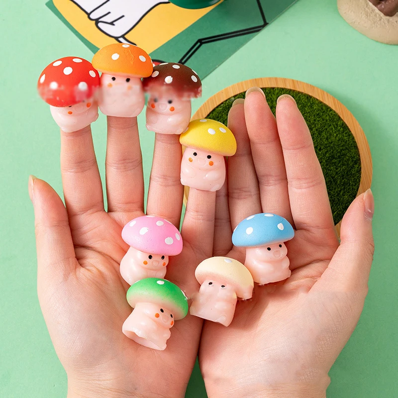 5 pièces/sac mignon amusant petit champignon pincement jouets pour enfants adultes soulagement du Stress ventilation champignon légumes presser Fidget jouets