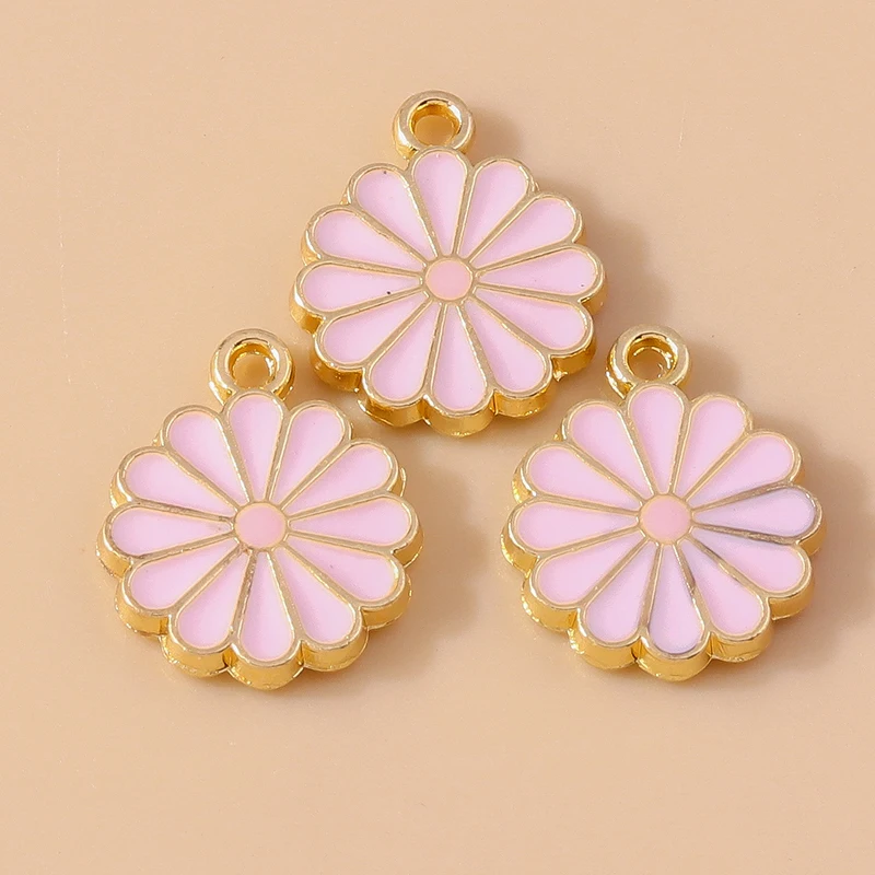 Duarte 20 Teile/los Nette Rosa Farbe Emaille Blume Charms Anhänger für Schmuck Machen DIY Ohrringe Halsketten Armbänder Zubehör – Detail 10