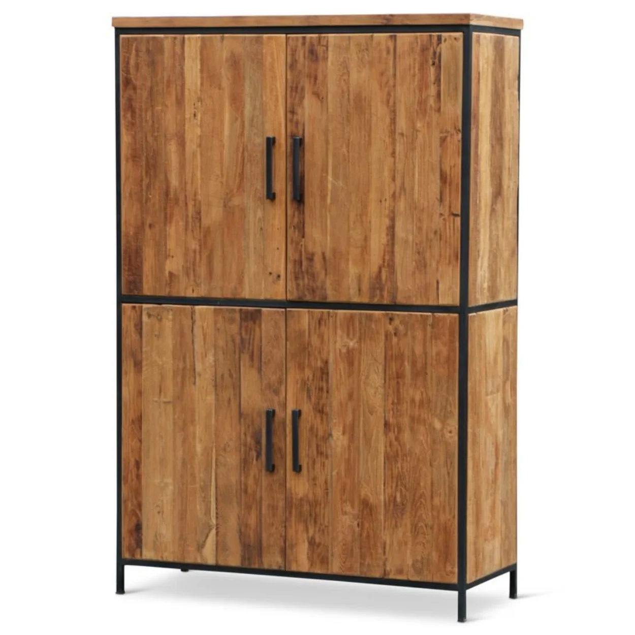 #   Aparador Industrial Vintage para Sala de Estar, Mueble de Almacenamiento de Madera con 4 Puertas, Aparador Alto