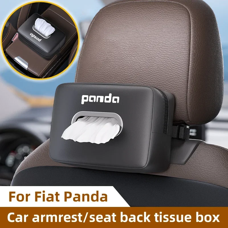 Car Tissue Box For Fiat Panda 2011 2008 2009 Coss4x4 Car Center Console Armrest Seat Back Sunshade Hanging Tissue-Bag Accessory