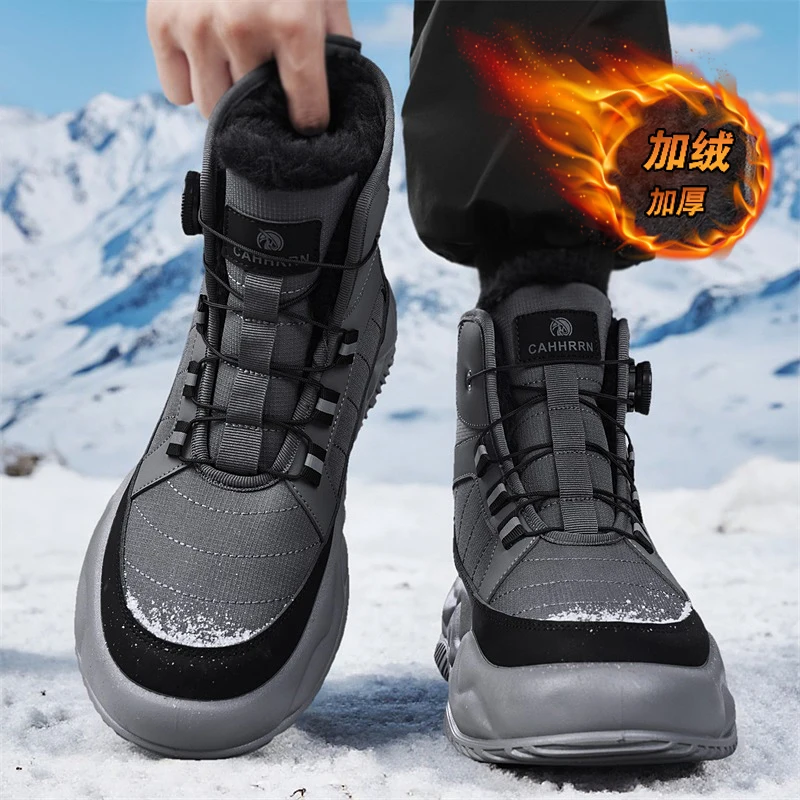 أحذية شتوية دافئة للرجال مقاومة للماء وغير قابلة للانزلاق أحذية رياضية مبطنة بالقطيفة شباشب شتوية أحذية تنس مريحة للرجال