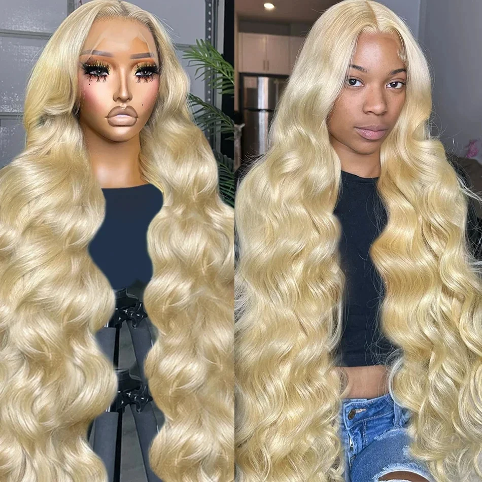 

200% Density Blonde Body Wave Lace Front Wig HD Transparent Lace 13x4 13x6 Human Hair 613 Pre Plucked Full Frontal Wigs