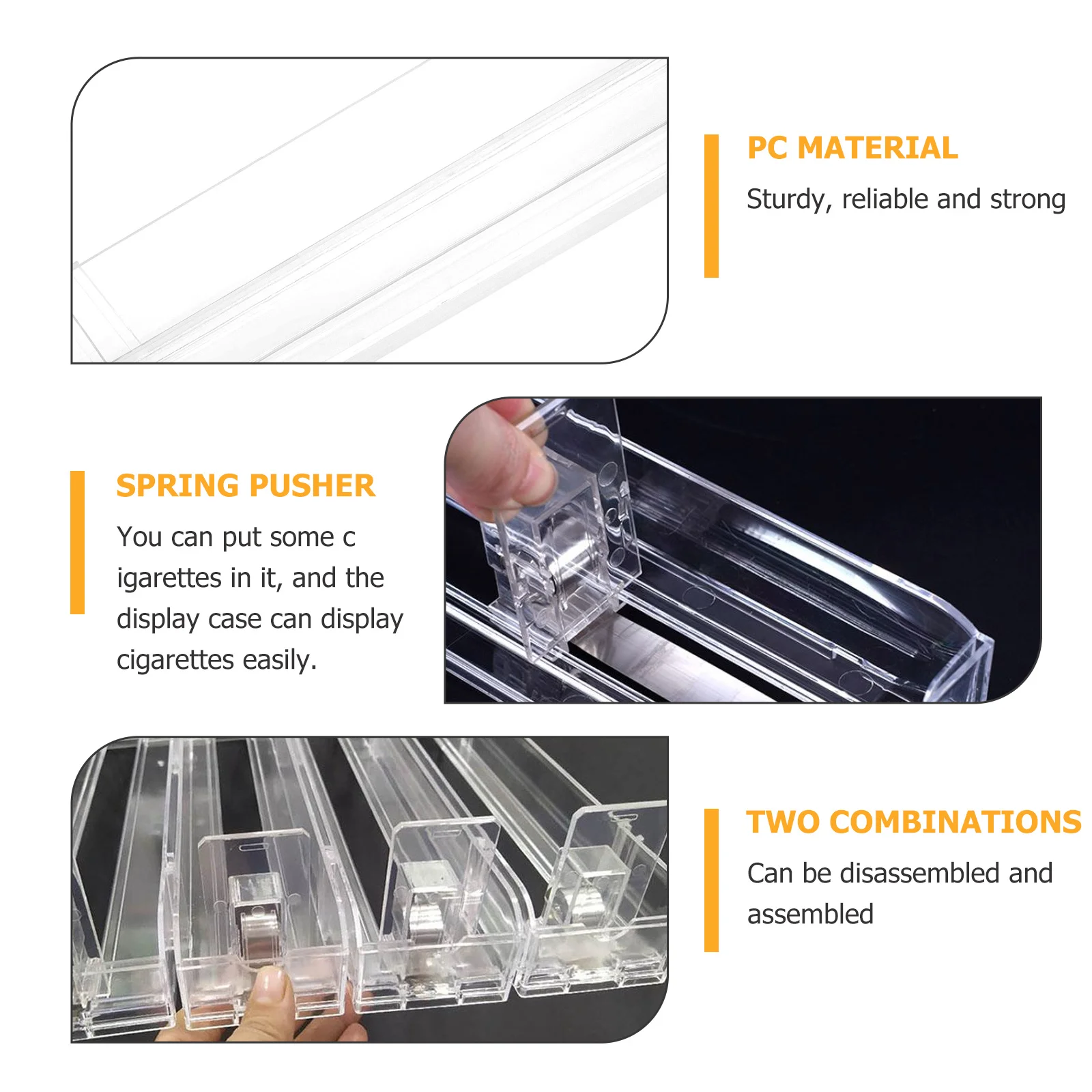 

2 Pcs Automatic Cigarette Pusher Rack Clear Transparent Display Showcase for Shop Auto Dispenser Stand Holder