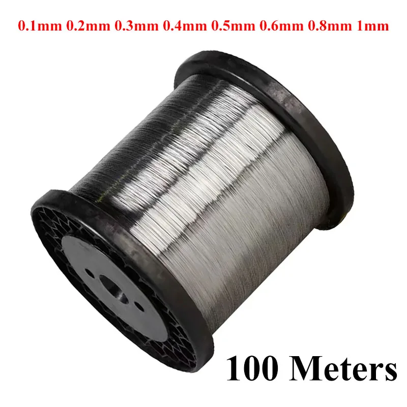 

100Meters Hard Wire 316 Stainless Steel 0.1/0.2/0.3/0.4/0.5/0.6/0.8/1mm Steel Wire Cord Line Rustproof Handmade DIY