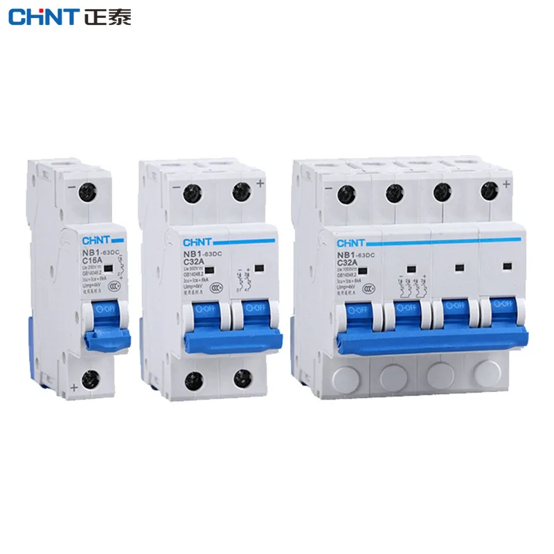 

CHINT NB1-63DC 1P 2P 4P DC250V DC500V DC1000V Солнечная энергия Фотоэлектрический мини-выключатель постоянного тока MCB 6A 10A 16A 32A 40A 50A 63A