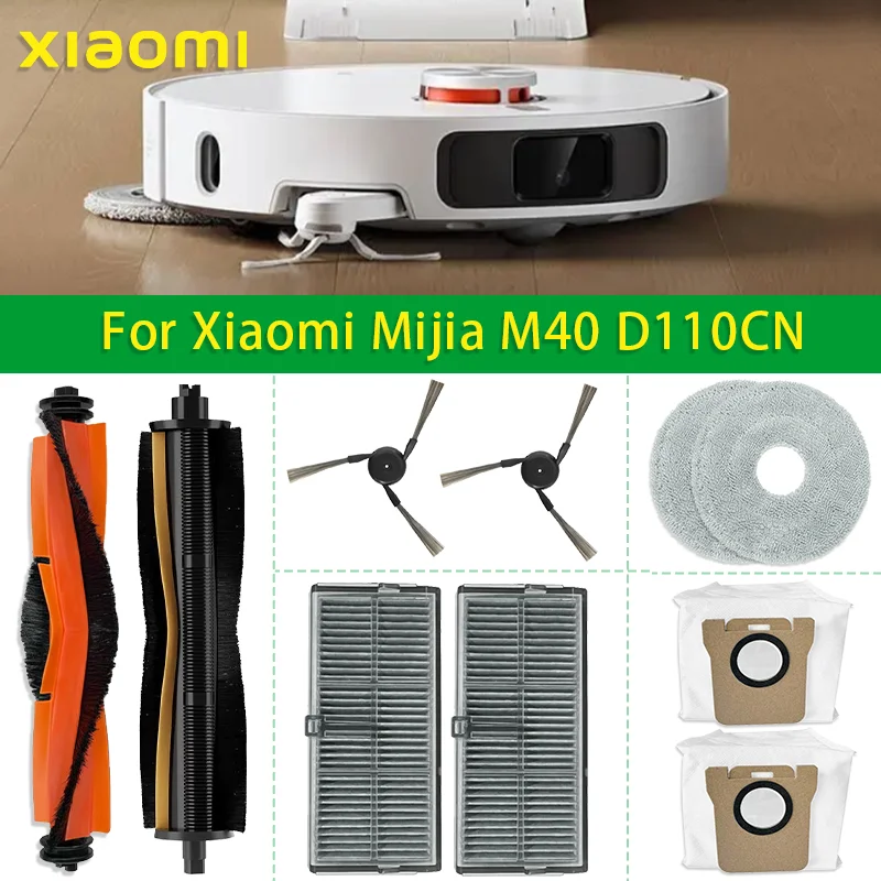 Compatible For ( Xiaomi Mijia M40 ) D110CN Vacuum Parts Main Tricut Roller Side Brush Hepa Filter Mop Cloth Dust Bag Accessories