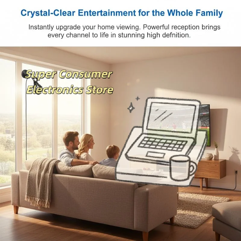 Freeview 25DB 30dBi Indoor Digital DVBT TV Antenna Aerial 50 Miles Reception HDTV for Home Theater Entertainment