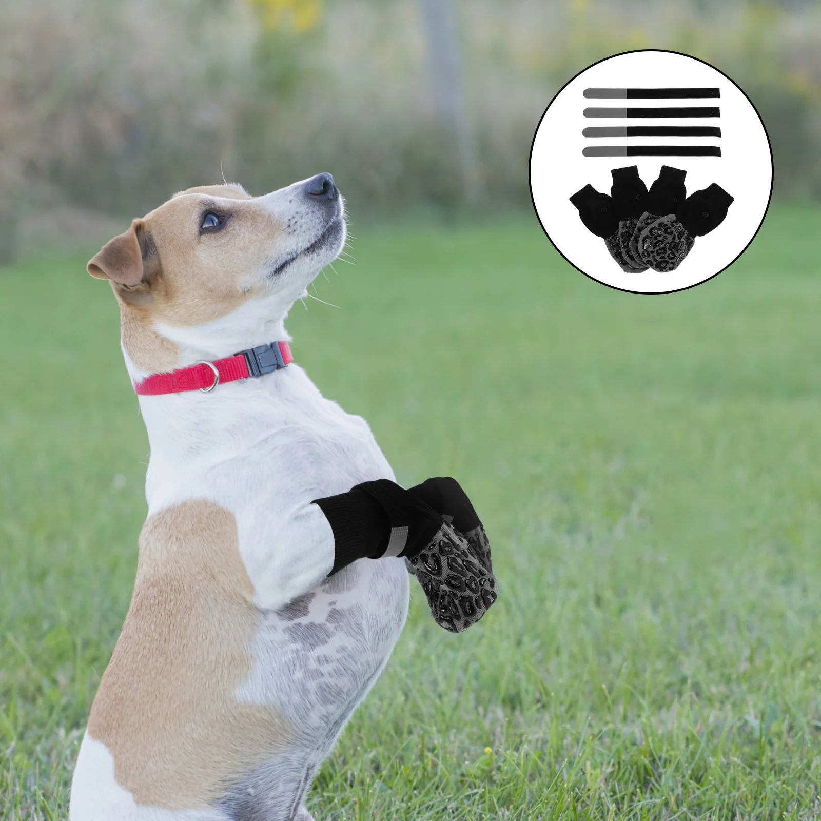 

4Pcs Anti Slip Pet Socks Non Skid Dog Socks for Hardwood Floors Silent Indoor Outdoor Paw Protection Medium Large Breed