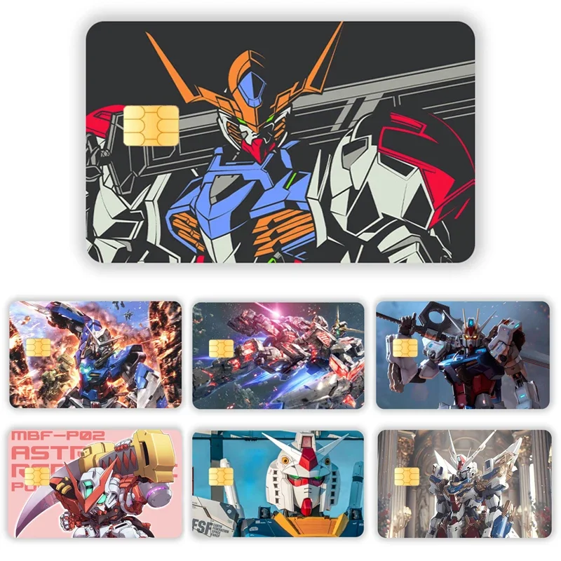 G-Gundam Card Sticker Credit Card Chip Creativity Cartoon Waterproof Kawaii Stickers Big and Small Chip Stickers