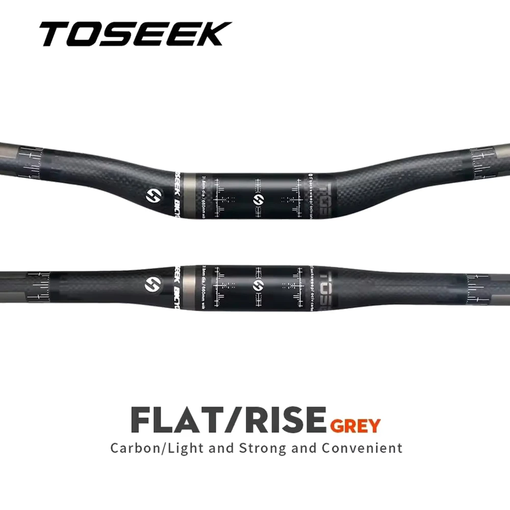 

TOSEEK Grey Matte 3K Carbon Fiber Handlebar MTB Bike Handlebars Bicycle Bars Rise or Flat Handle Bar 31.8mm*580mm-760mm