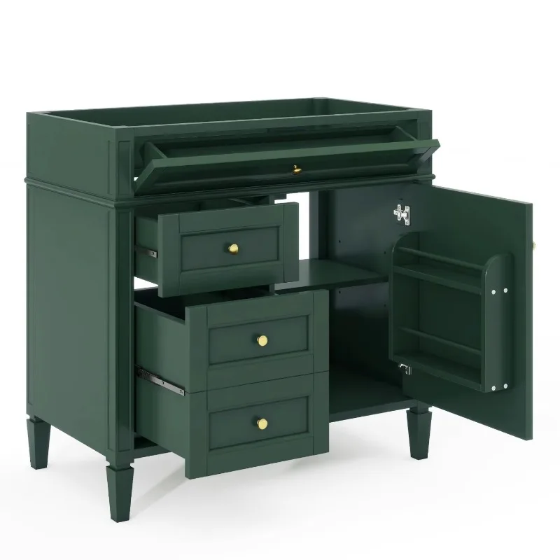 36 Modern Bathroom Vanity Top 2 Drawer Solid Wood Frame Locker