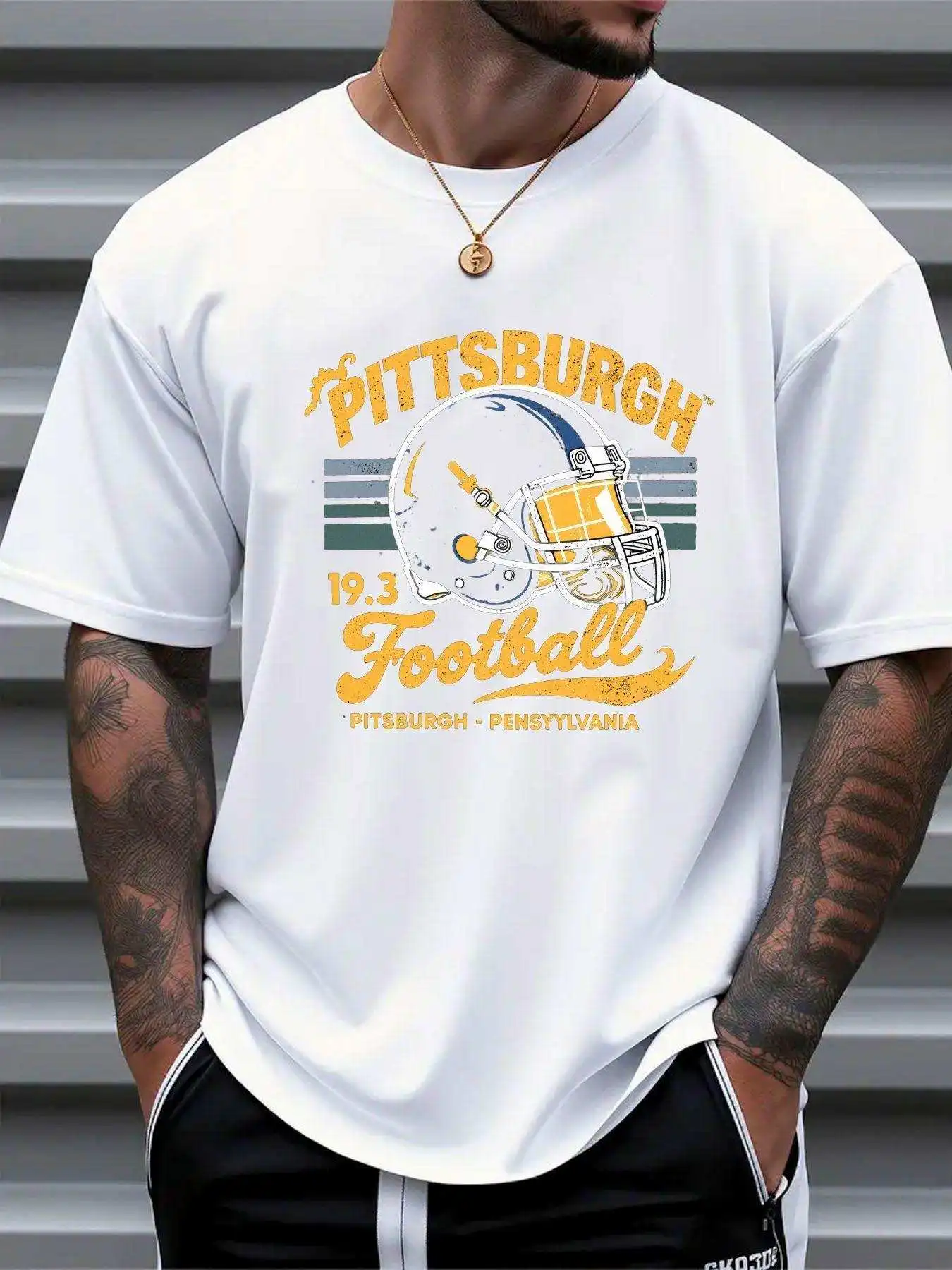 This Men'S Fashion T-Shirt Is Made From and Showcases A New Sports Theme.It Comes in A Variety of Colors and Features A Distinctive Pittsburgh Graphic Design