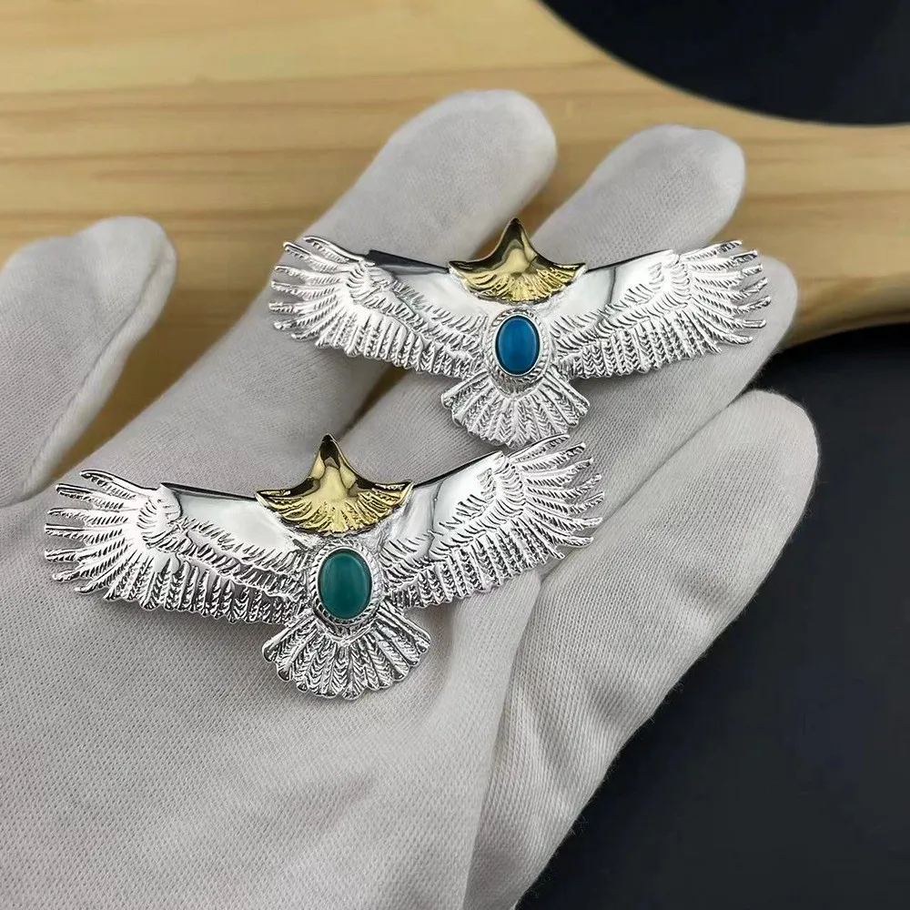 

Takahashi Goro's Goro Turquoise-Inlaid Gold-Plated Eagle Pendant Retro-inspired design, versatile pendant
