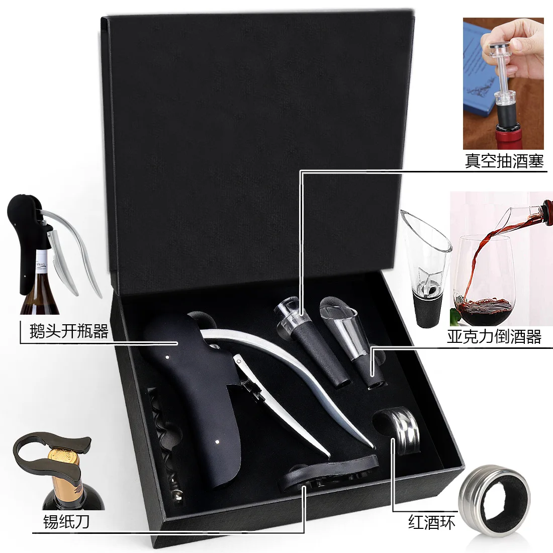 

Zinc Alloy Rabbit Head Wine Opener - European Style Multifunctional Corkscrew Gift Set Cross-border