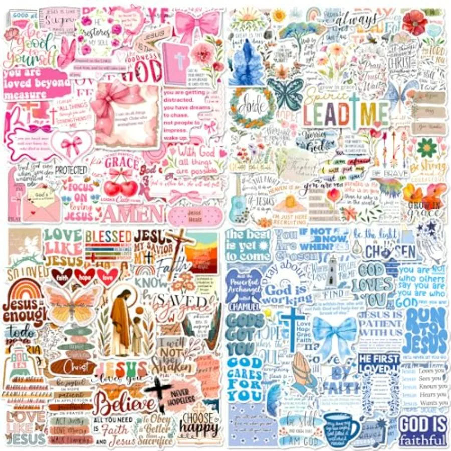 

Bible Verse Stickers 200 Pcs Christian Scripture Sticker Pack, Waterproof Vinyl Stickers for Water Bottles Devotion Notebook Sc