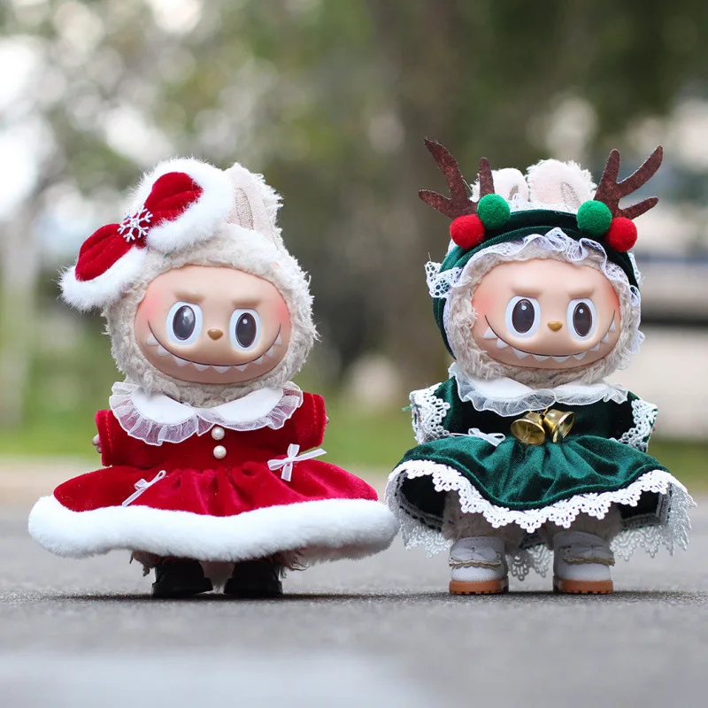 Adecuado para ropa de muñeca Labubu de 17cm, accesorios para muñecas de Navidad y Año Nuevo, juegos de bolas, regalos navideños