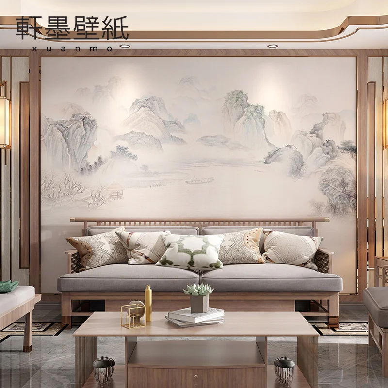 Customized products Simple new Chinese ink landscape Chinese Painting Wallpaper living room sofa TV background wall custom mural