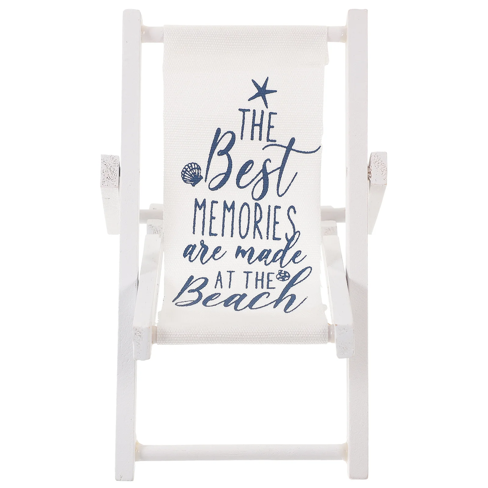 

Miniature Beach Chair Nautical Style Handmade Wood Cloth Folding Chair Decor for Home Office Tabletop Indoor Outdoor Decoration