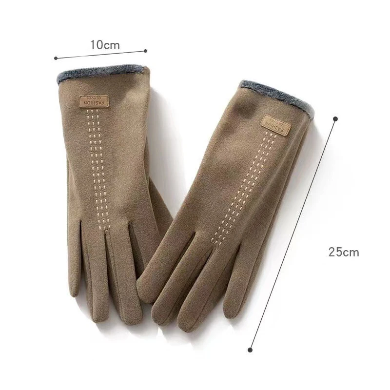 Winter Keep Warm Touch Screen Plus Velvet Inside Fashion Mens Gloves Simple Solid Thicken Man Outdoor Cycling Drive Windproof