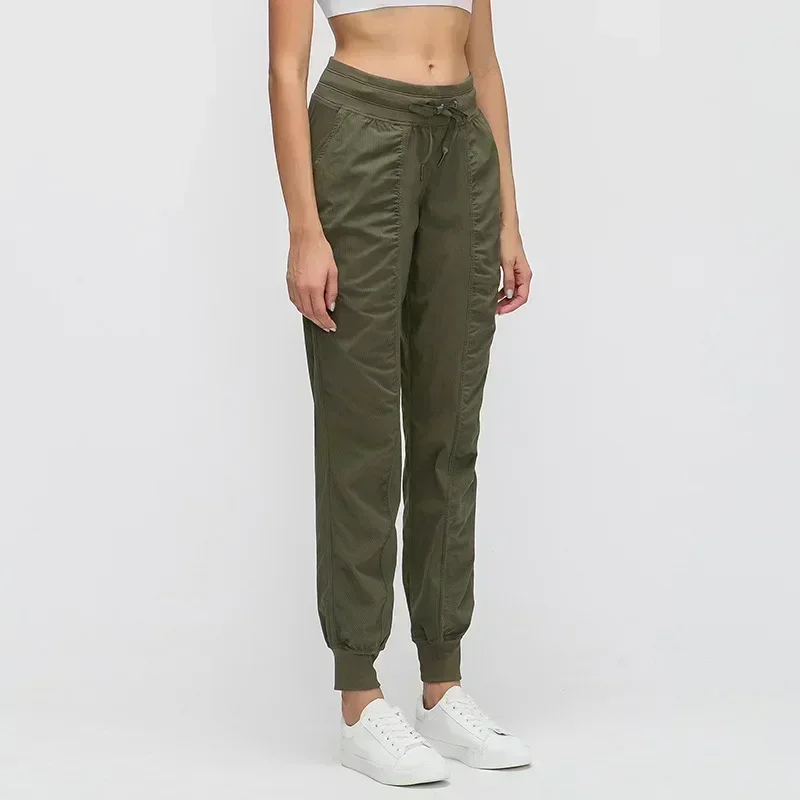 Limão-Calça Jogger com Cordão Feminina, Calças Esportivas, Secagem Rápida, Atlético, Yoga, Ginásio, Corrida, Exercício, Estúdio de Dança