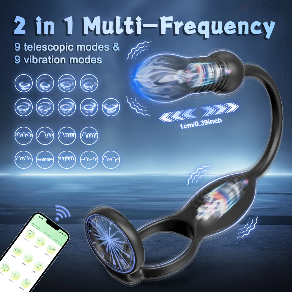 Thrusting الشرج هزاز ذكر جهاز تدليك للبروستاتا تهتز خاتم الديك الشرج بعقب المكونات الهزاز للرجال ألعاب جنسية الجنس لعب للرجال