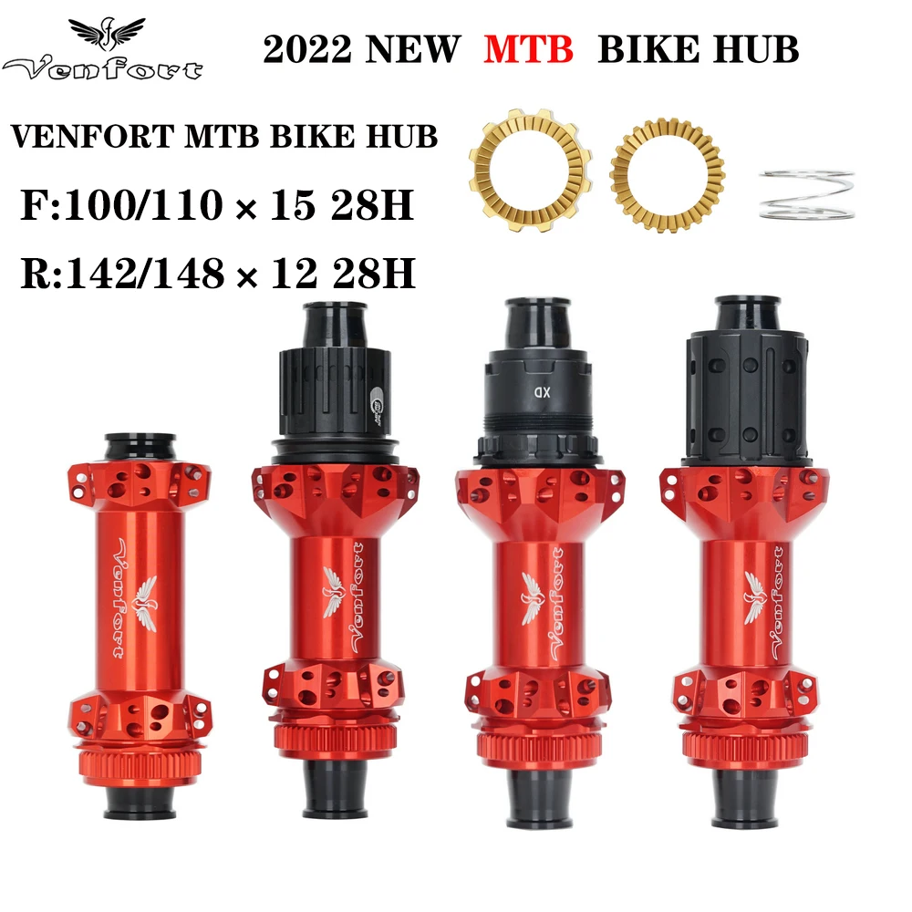 2022 NEW Red 36T VENFORT PRO4 Ratchet MTB hub Straightpull 28H Center Lock BOOST 142/148mm for HG XD MS 12 speed hubs