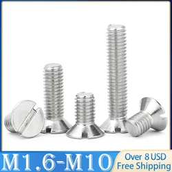 2 ~10 pcs Metric Threaded Slotted Flat Countersunk Head Machine Screw Bolt M1.6 M2 M2.5 M3 M4 M5 M6 M8 M10 304 Stainless Steel