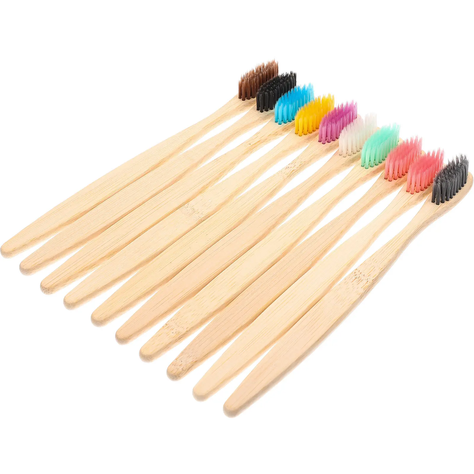 

10 шт. бамбуковых зубных щеток с ручкой из углеродного волокна и деревянной основой, мягкая щетина, инструмент для чистки полости рта, портативная зубная щетка для путешествий
