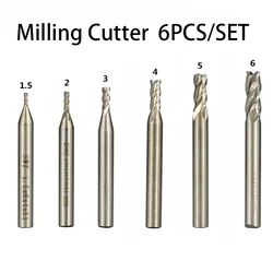 6 pz/set 1.5mm-6mm HSS fresa 2 3 4 flauto fresa CNC macchina utensili per fresatura di metalli fresa per alluminio legno acciaio ro