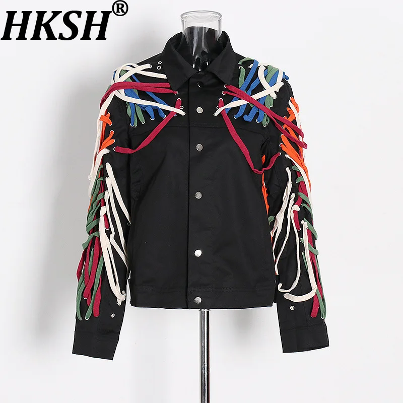 

HKSH Autumn Winter New Women Niche Techwear Dark Jackets Three-Dimensional Strap Single Breasted Color-Block Blazer Coats HK8948