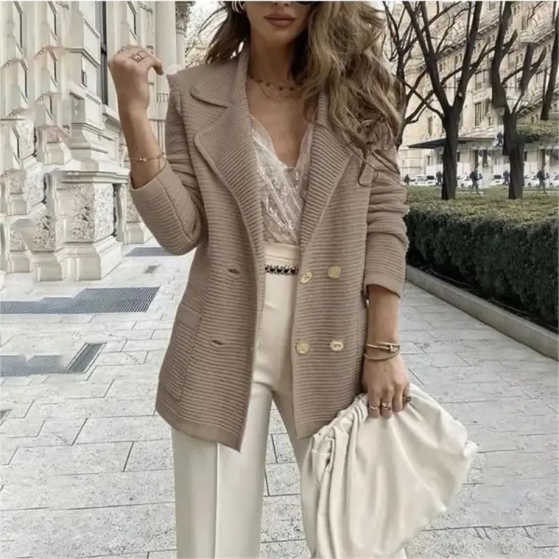 Rocwickline New Summer and Autumn Women's Ball Coat Solid Vintage Celebrities Accessible Luxury Elegant Preppy Style Sweet Coat