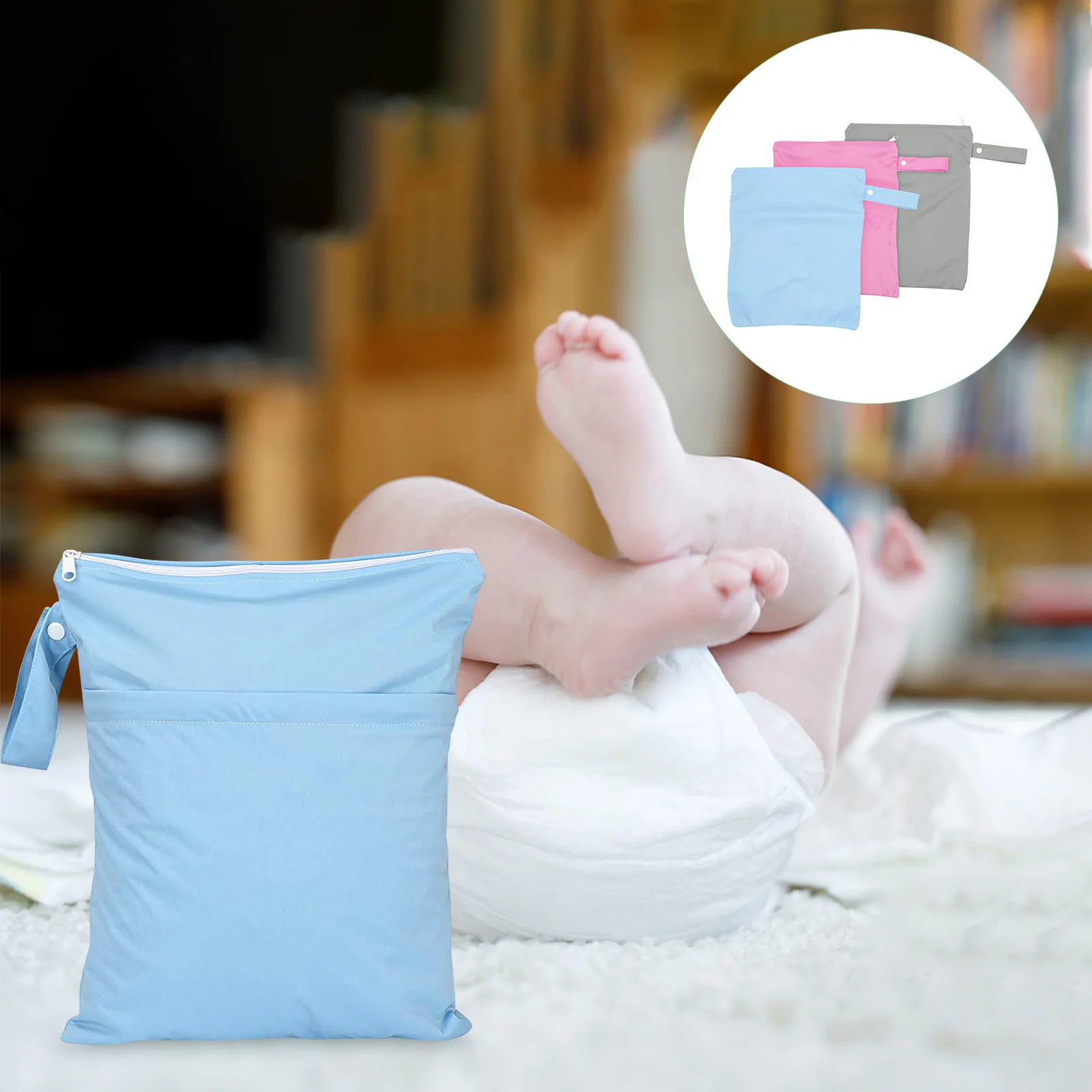 3Pcs Diaper Dry Bag Waterproof Reusable Wet Dry Bags Portable Baby Travel Organizer Cloth Diapers Wet Bag Pouch