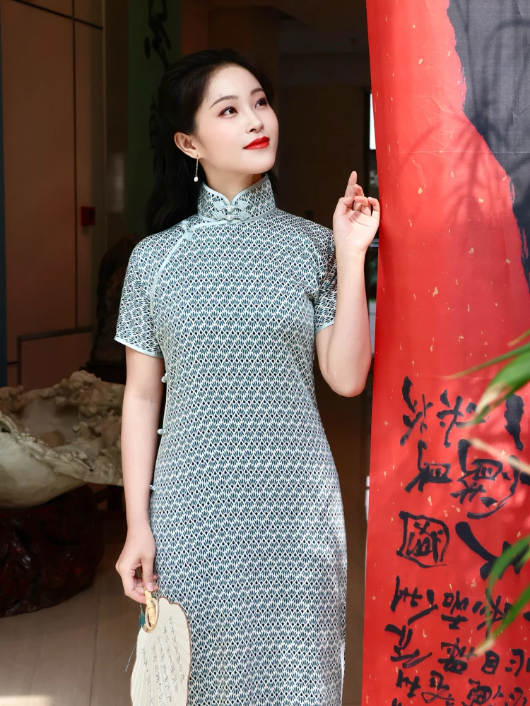 

Traditional One-Piece Full Opening Collar ort Sve Low Slit Daily Wear Retro Sle Student Chinese Sle Dr