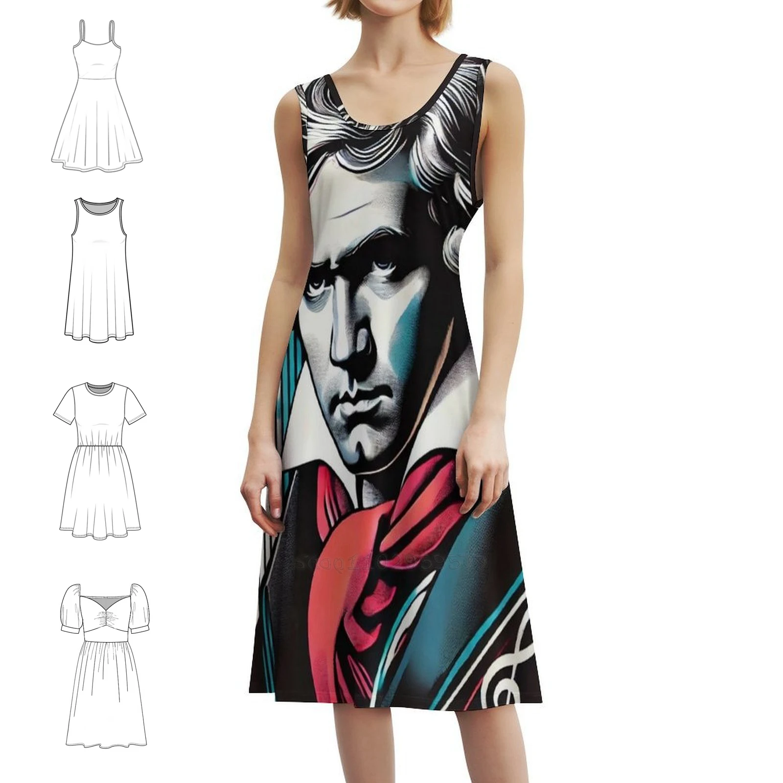 Ludwig Van Beethoven-Amanti della musica Hip Hop Streetwear da donna Abito con stampa grafica Party Club Wear Beethoven Musica classica