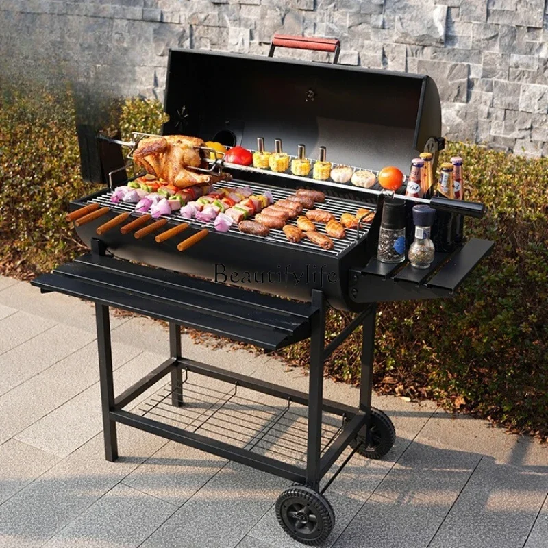 02*Household BBQ Villa Courtyard BBQ Grill Charcoal Outdoor Grill 5 People American Braised BBQ