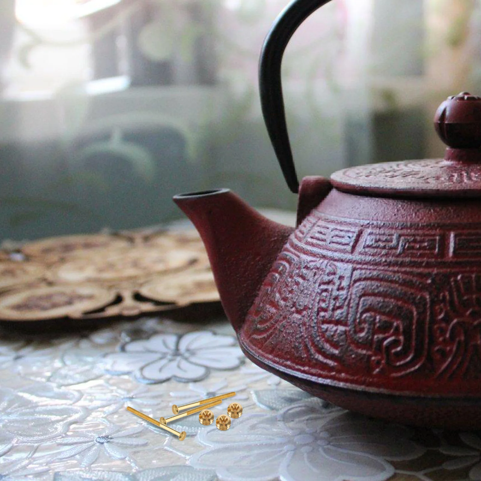 

10Sets Tea Pot Hardware Upgrade Kit Strong Copper Screws and Nuts for Reliable Knob Fixation Perfect for Daily Use and