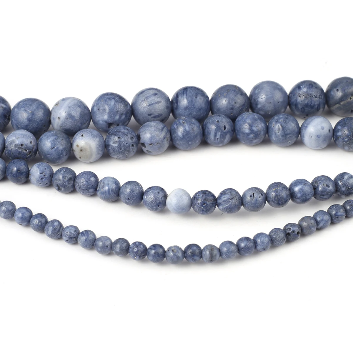 Natural Stone Gemstone Beaded Round Blue Coral Spaced Loose Beads for Jewelry Making DIY Necklace Bracelet Accessories gift