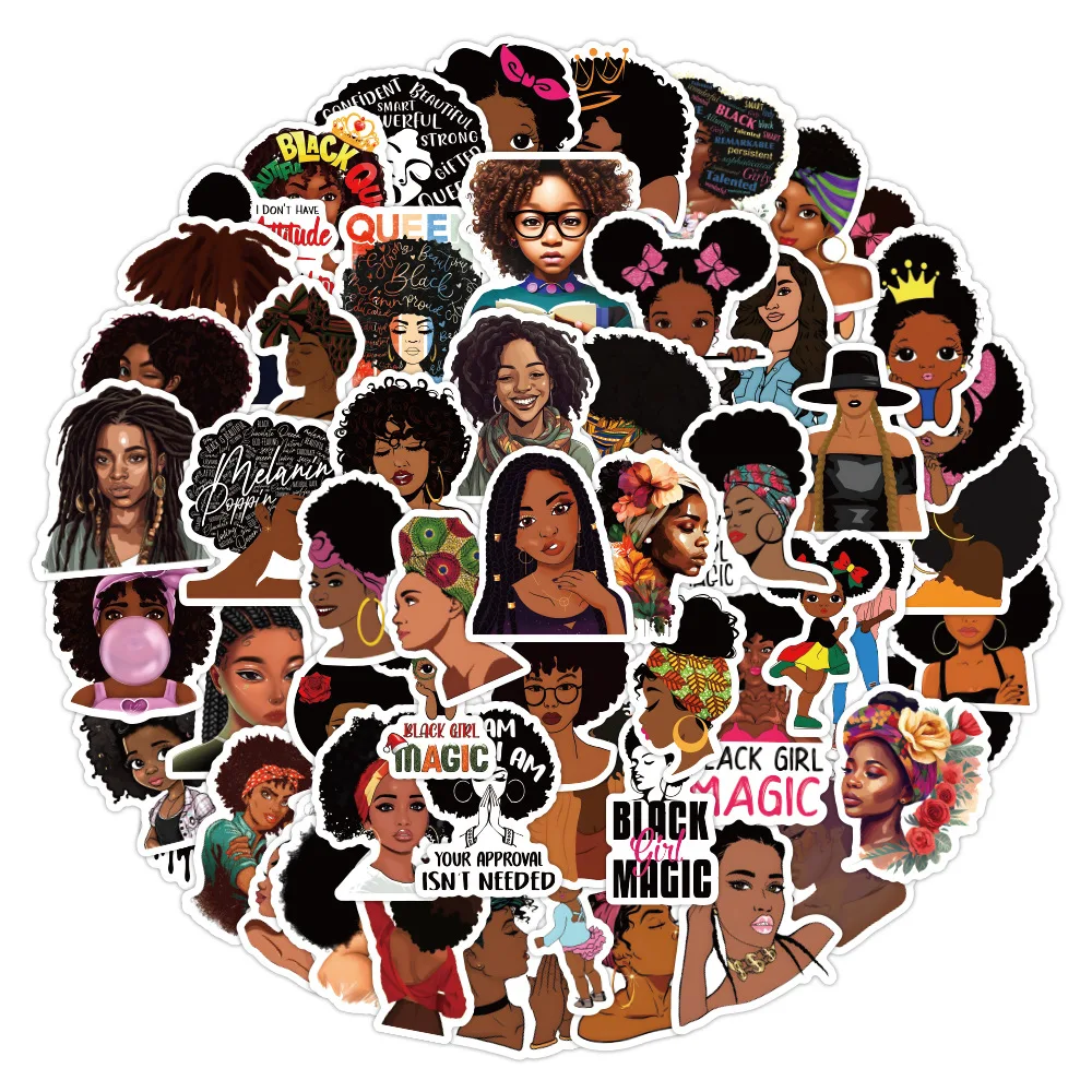 10/30/60Pcs Inspirational Black Girls Stickers For Suitcase Skateboard Laptop Luggage Phone Car Styling DIY Decal Pegatinas