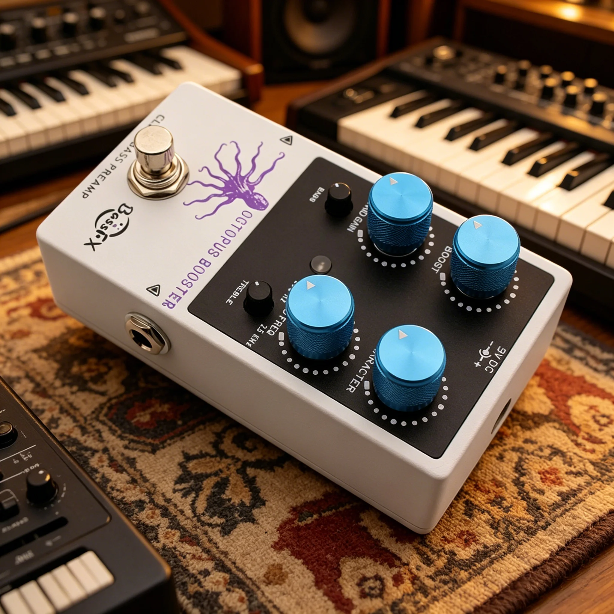 

Fanmuzk Electric Bass Harmonic Rich Clean Tone Preamp Pedal 3-Band EQ Octopus Booster Bass