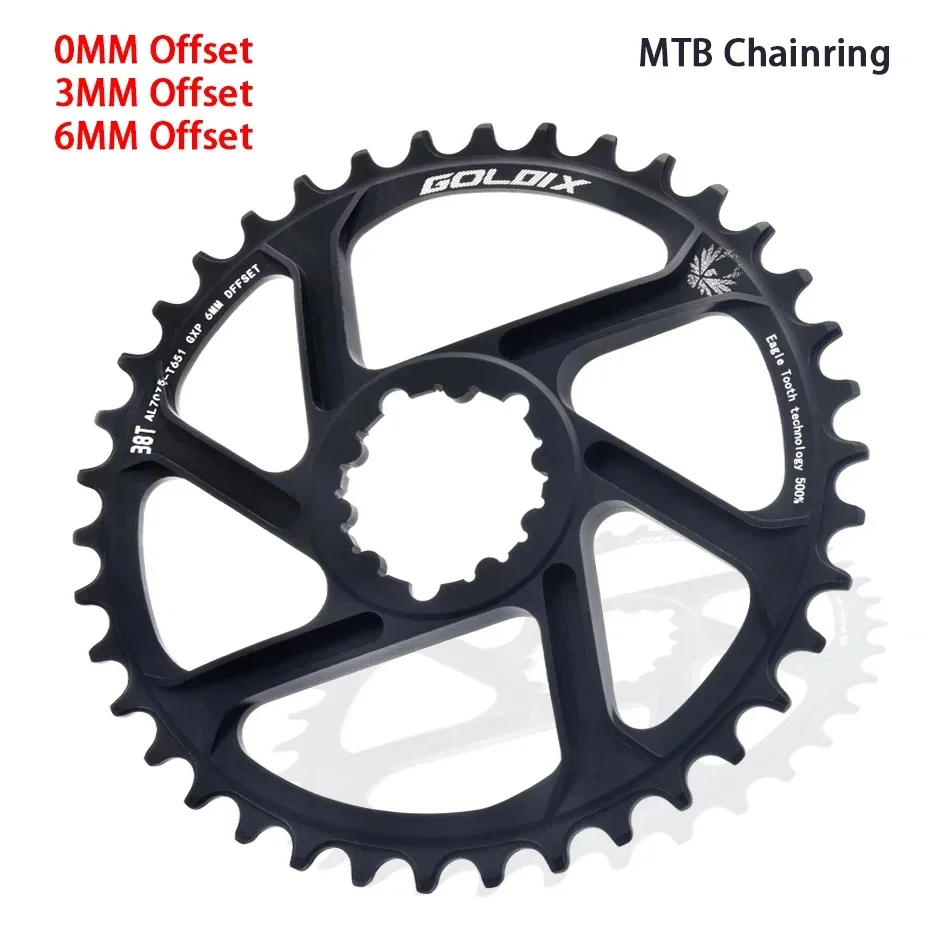 MTB Bike Chainring for 3 Bolt Ultralight Chainwheel 0mm 3mm 6mm Offset 30T 32T 34T 36T 38T for 11/12 Speed 3 Bolt