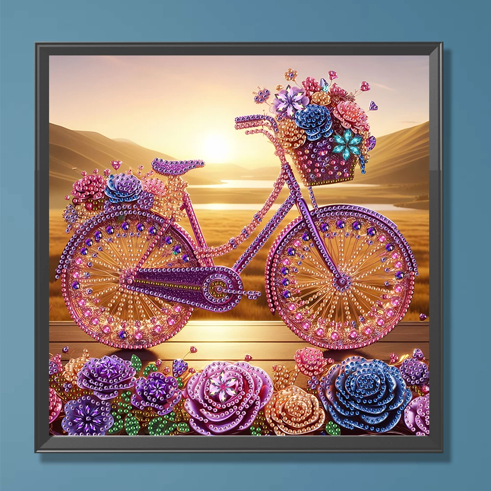 

5D DIY Partial Special Shaped Drill Diamond Painting Flower Bike Decor30x30cm