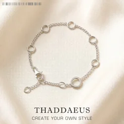Round Eyelets Basic Charm Bracelets Link Chain 925 Sterling Silver Trendy Fashion Club Jewelry Europe Style Women Gift