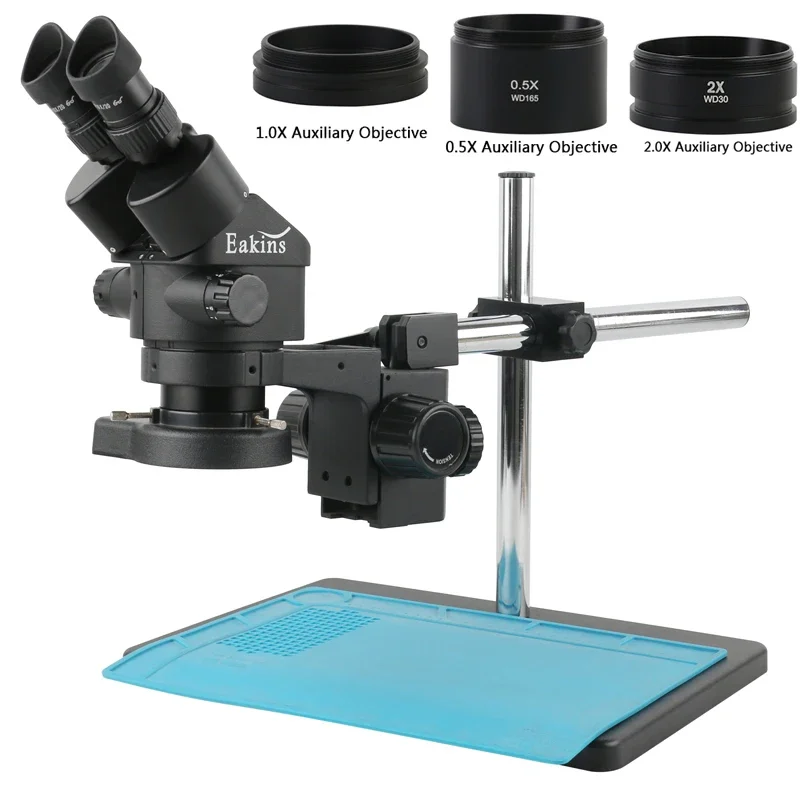 3.5X-90X Continuous Zoom Parfocal Binocular Stereo Microscope LED Light 0.5X 1X 2X Barlow Lens For Phone PCB SMD Repair