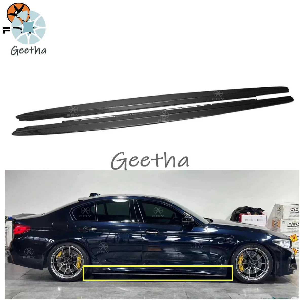 

Hot MP Style Carbon Fiber Side Bumper Lip for BMW F90 M5 2017-2020 Carbon Fiber Side Skirt