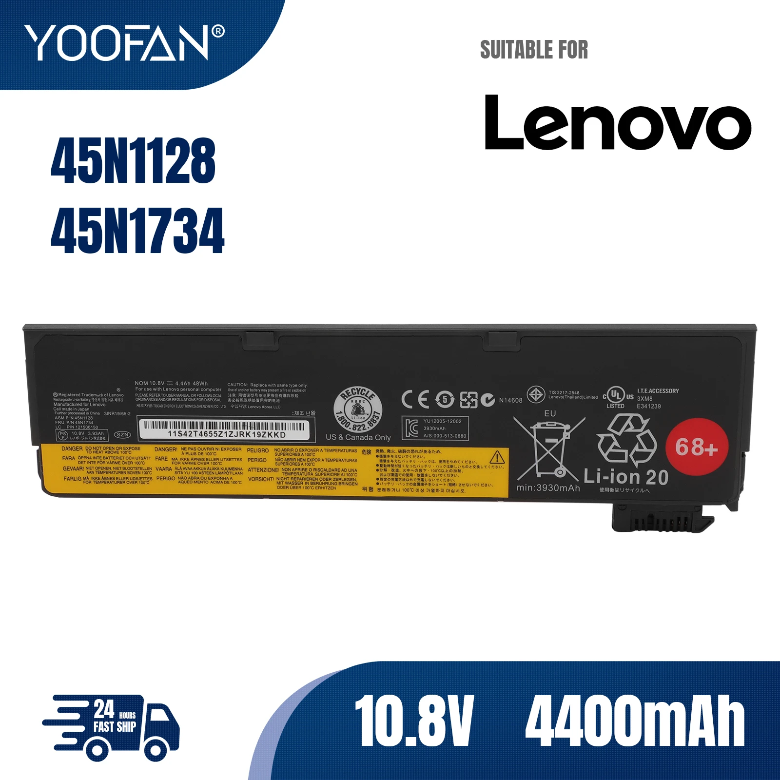 

YOOFANNew 45N1128 45N1734 45N1130 45N1735 Laptop Battery for Lenovo X260 T450S X240 T460 T440 X250 68+