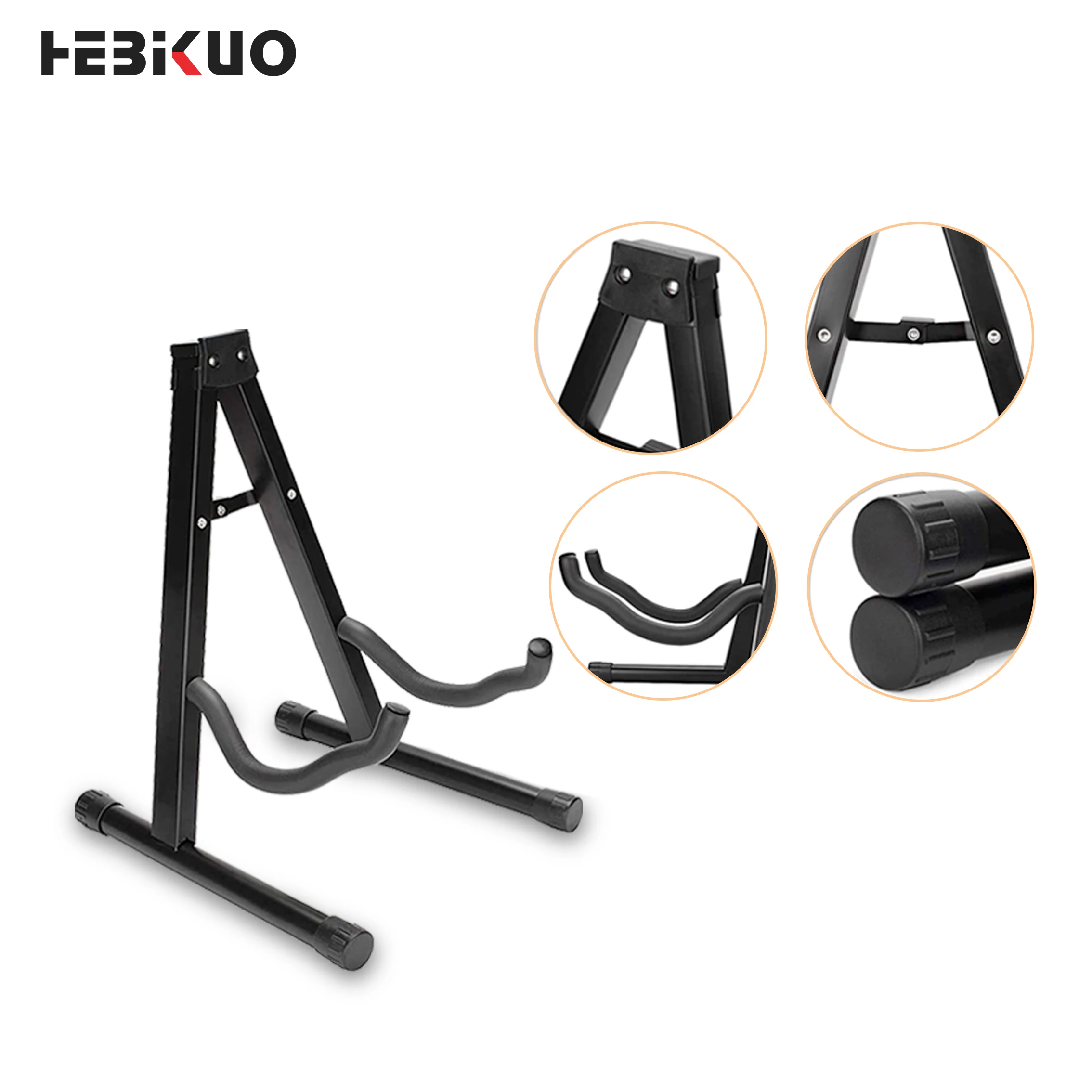 HEBIKUO J-40B Black Portable Foldable Single Floor Guitar Stand For Acoustic Electric Musical Instrument Universal Display